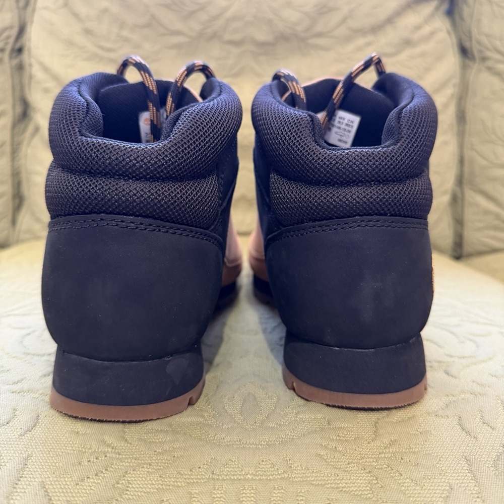 Timberland Euro Hiker Boots Mens 8.5 Wheat Black Leather Gold Hardware Mid Top - Picture 6 of 9
